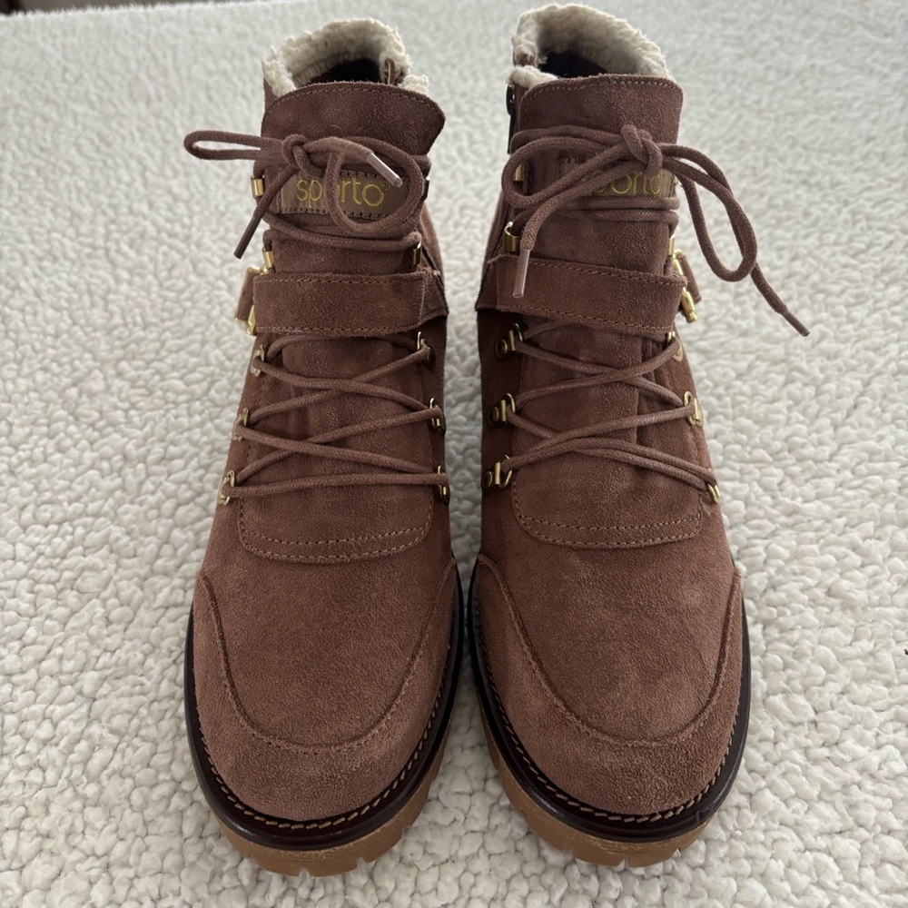 SPORTO KATIE Lace-up Suede Ankle Boots In Tan. Sz 91/2 Brand New/No Box. Fast Sh
